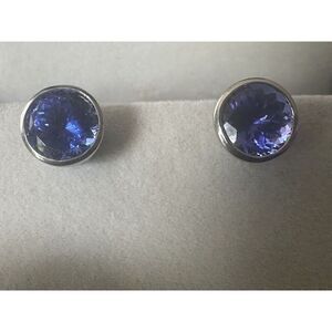 950 Solid Platinum 5 Cttw Tanzanite Stud Earrings Screwback